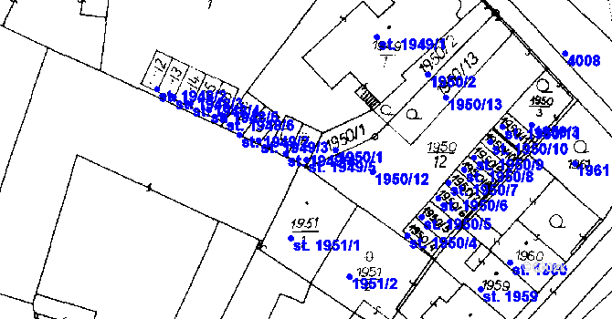 Parcela st. 1949/5 v KÚ Poděbrady, Katastrální mapa