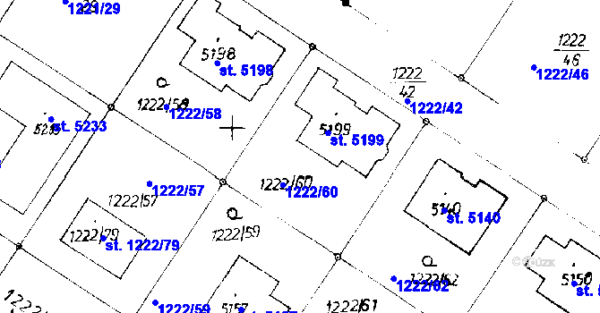 Parcela st. 1222/60 v KÚ Poděbrady, Katastrální mapa
