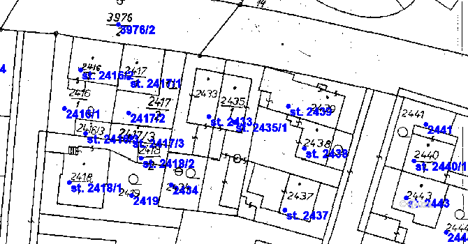 Parcela st. 2435/1 v KÚ Poděbrady, Katastrální mapa