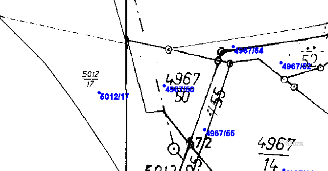 Parcela st. 4967/50 v KÚ Poděbrady, Katastrální mapa
