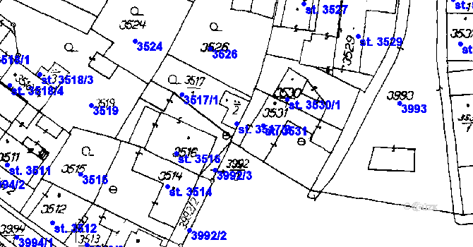 Parcela st. 3517/2 v KÚ Poděbrady, Katastrální mapa