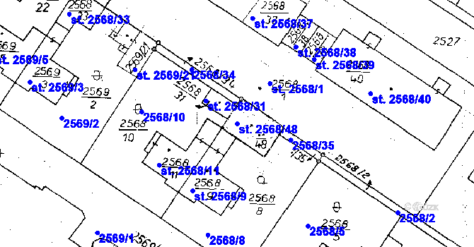 Parcela st. 2568/48 v KÚ Poděbrady, Katastrální mapa