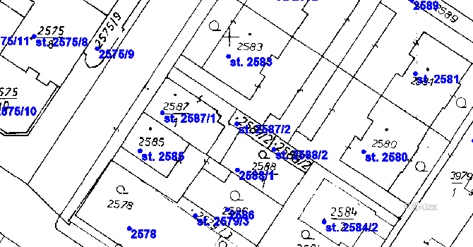 Parcela st. 2587/2 v KÚ Poděbrady, Katastrální mapa