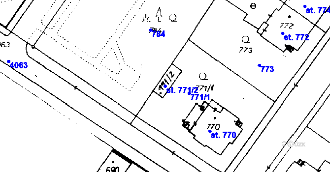 Parcela st. 771/2 v KÚ Poděbrady, Katastrální mapa