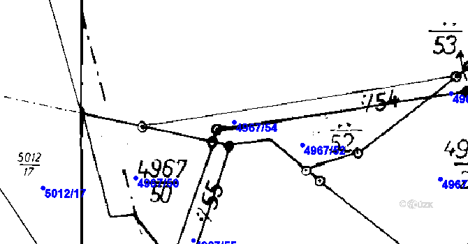 Parcela st. 4967/54 v KÚ Poděbrady, Katastrální mapa