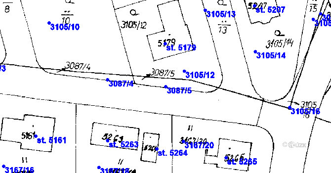 Parcela st. 3087/5 v KÚ Poděbrady, Katastrální mapa