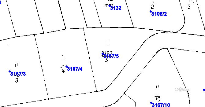 Parcela st. 3167/5 v KÚ Poděbrady, Katastrální mapa