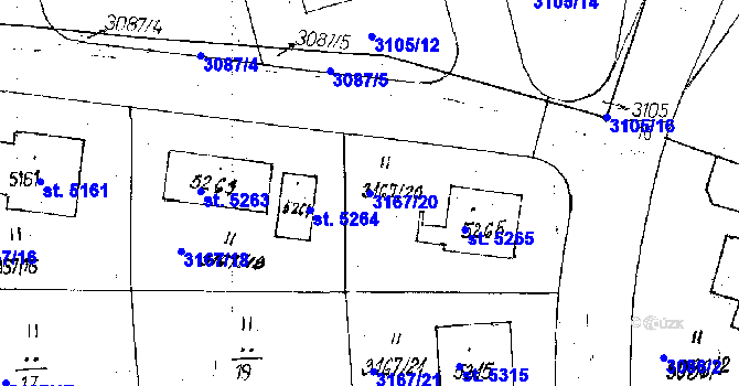 Parcela st. 3167/20 v KÚ Poděbrady, Katastrální mapa