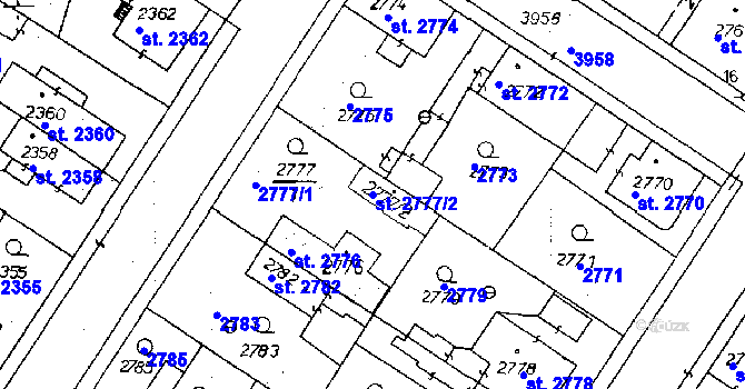 Parcela st. 2777/2 v KÚ Poděbrady, Katastrální mapa