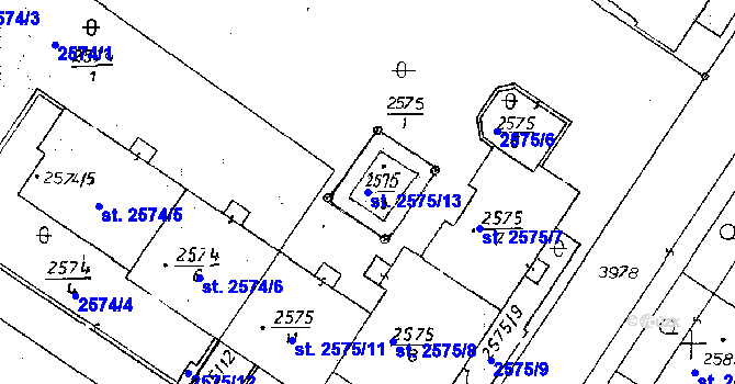 Parcela st. 2575/13 v KÚ Poděbrady, Katastrální mapa