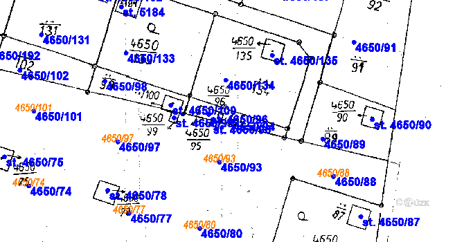 Parcela st. 4650/94 v KÚ Poděbrady, Katastrální mapa