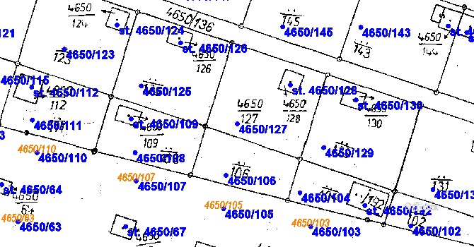 Parcela st. 4650/127 v KÚ Poděbrady, Katastrální mapa