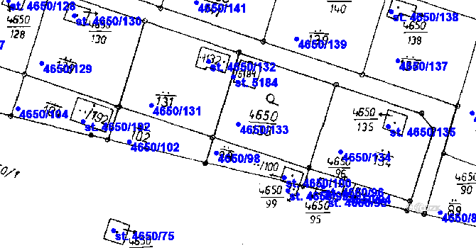 Parcela st. 4650/133 v KÚ Poděbrady, Katastrální mapa