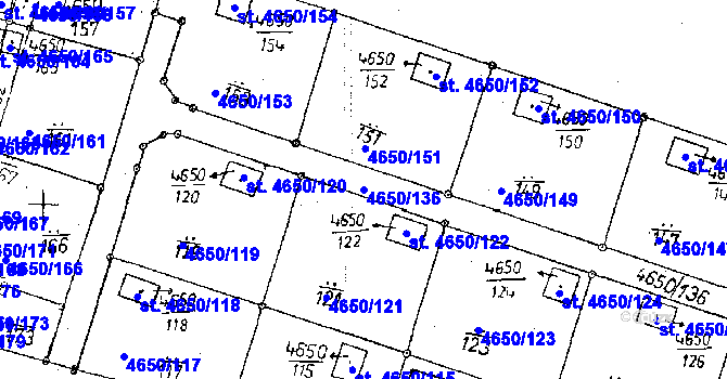 Parcela st. 4650/136 v KÚ Poděbrady, Katastrální mapa