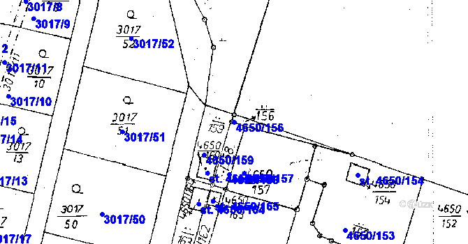 Parcela st. 4650/156 v KÚ Poděbrady, Katastrální mapa