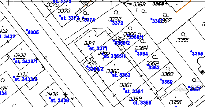 Parcela st. 3365/1 v KÚ Poděbrady, Katastrální mapa