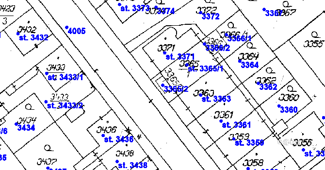 Parcela st. 3365/2 v KÚ Poděbrady, Katastrální mapa