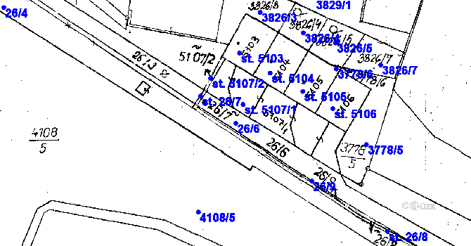Parcela st. 26/6 v KÚ Poděbrady, Katastrální mapa