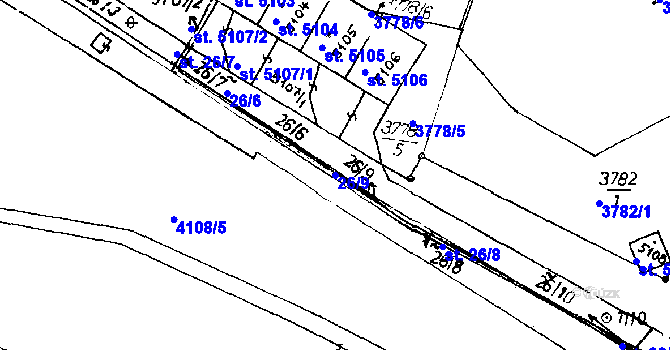 Parcela st. 26/9 v KÚ Poděbrady, Katastrální mapa