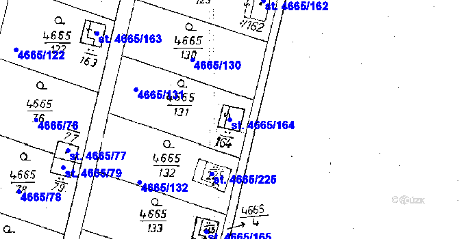 Parcela st. 4665/164 v KÚ Poděbrady, Katastrální mapa