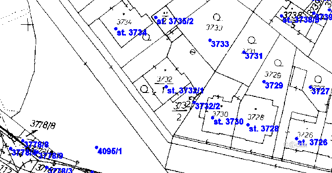 Parcela st. 3732/1 v KÚ Poděbrady, Katastrální mapa
