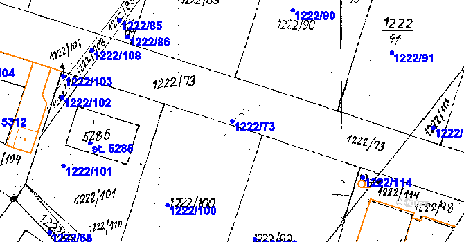 Parcela st. 1222/73 v KÚ Poděbrady, Katastrální mapa