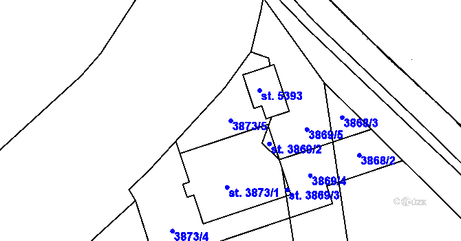Parcela st. 3873/5 v KÚ Poděbrady, Katastrální mapa