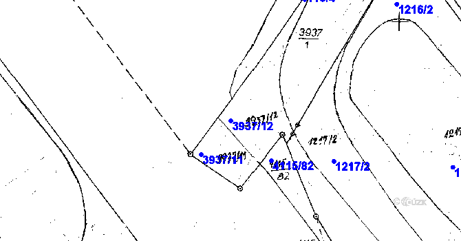 Parcela st. 3937/12 v KÚ Poděbrady, Katastrální mapa