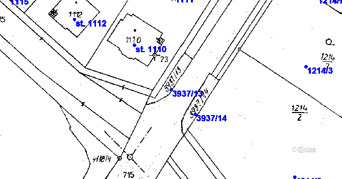 Parcela st. 3937/13 v KÚ Poděbrady, Katastrální mapa