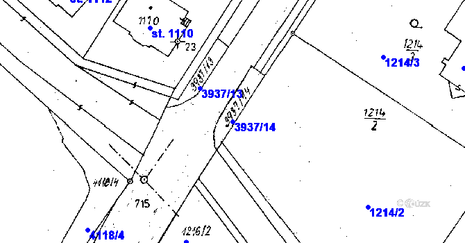 Parcela st. 3937/14 v KÚ Poděbrady, Katastrální mapa