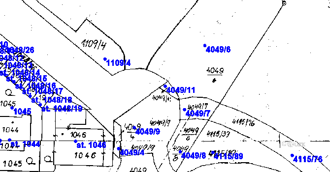 Parcela st. 4049/11 v KÚ Poděbrady, Katastrální mapa