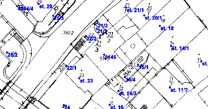 Parcela st. 5145 v KÚ Poděbrady, Katastrální mapa