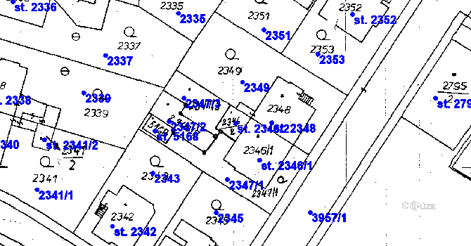 Parcela st. 2346/2 v KÚ Poděbrady, Katastrální mapa
