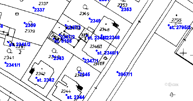 Parcela st. 2346/1 v KÚ Poděbrady, Katastrální mapa