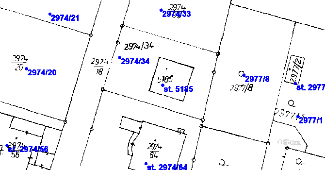 Parcela st. 5185 v KÚ Poděbrady, Katastrální mapa