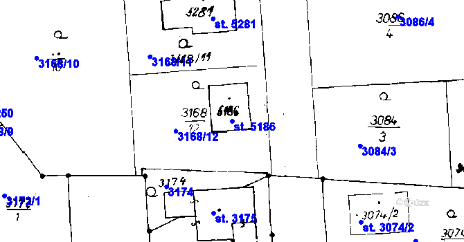 Parcela st. 5186 v KÚ Poděbrady, Katastrální mapa
