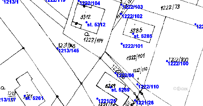 Parcela st. 1222/107 v KÚ Poděbrady, Katastrální mapa