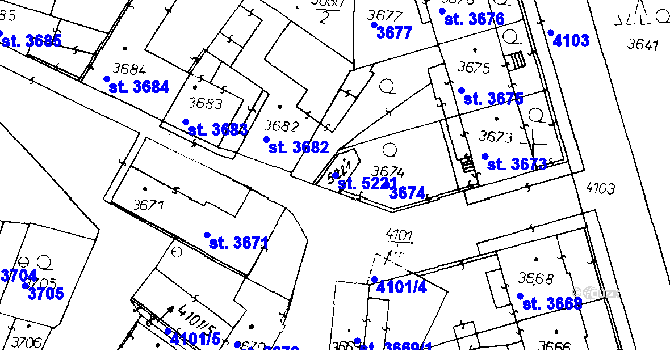 Parcela st. 5221 v KÚ Poděbrady, Katastrální mapa