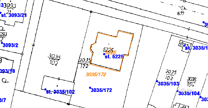 Parcela st. 5225 v KÚ Poděbrady, Katastrální mapa