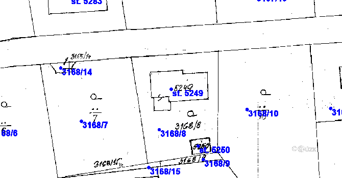 Parcela st. 5249 v KÚ Poděbrady, Katastrální mapa