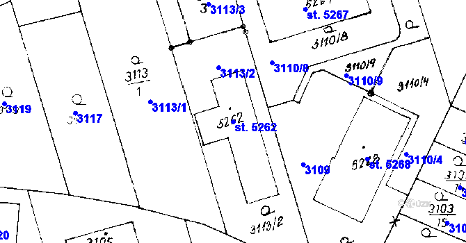 Parcela st. 5262 v KÚ Poděbrady, Katastrální mapa