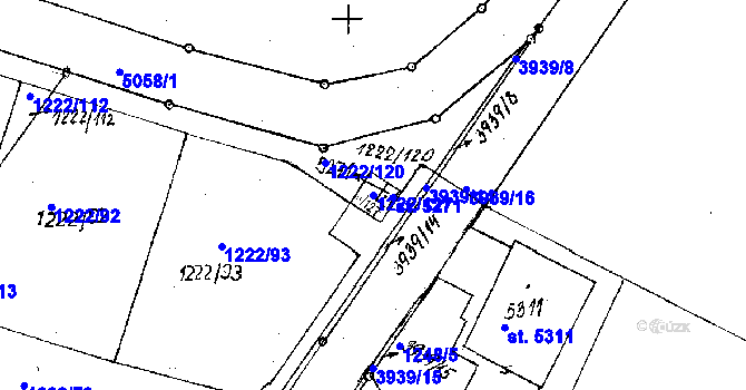Parcela st. 1222/127 v KÚ Poděbrady, Katastrální mapa