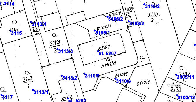 Parcela st. 5267 v KÚ Poděbrady, Katastrální mapa