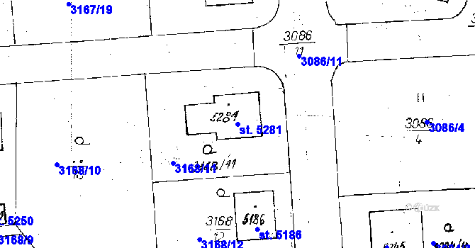 Parcela st. 5281 v KÚ Poděbrady, Katastrální mapa