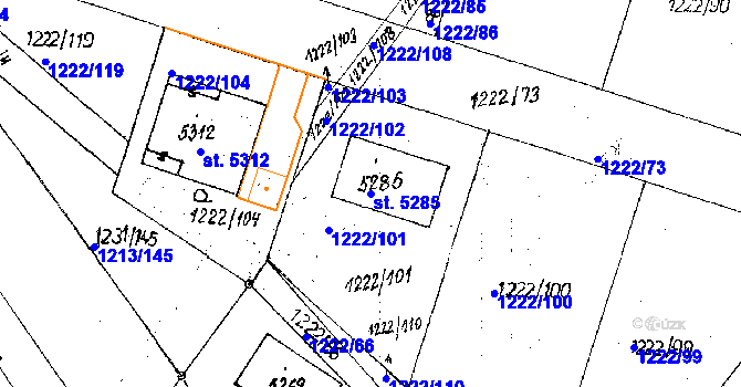 Parcela st. 5285 v KÚ Poděbrady, Katastrální mapa