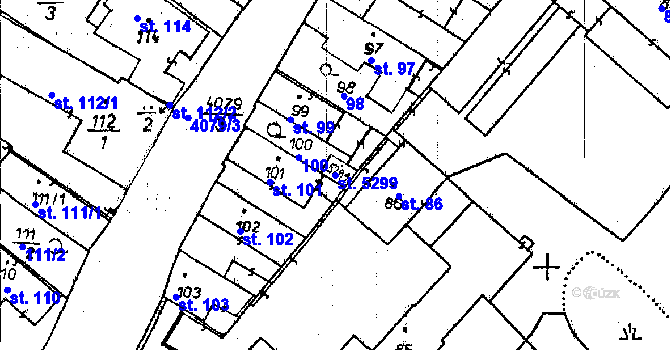 Parcela st. 5299 v KÚ Poděbrady, Katastrální mapa