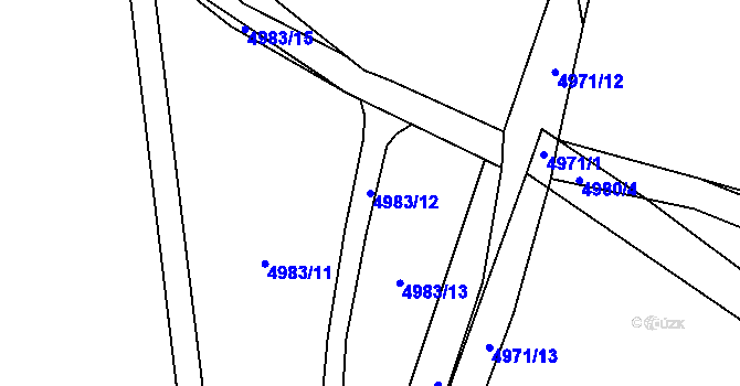 Parcela st. 4983/12 v KÚ Poděbrady, Katastrální mapa