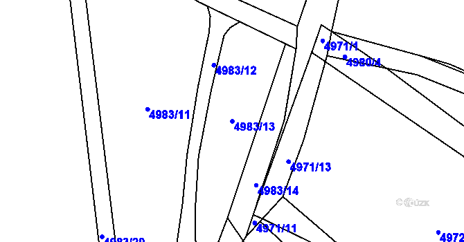 Parcela st. 4983/13 v KÚ Poděbrady, Katastrální mapa