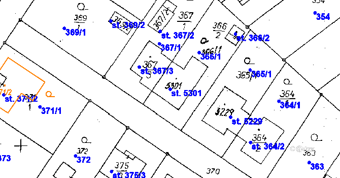 Parcela st. 5301 v KÚ Poděbrady, Katastrální mapa