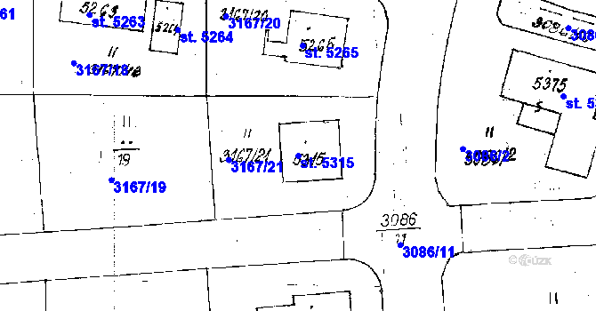 Parcela st. 5315 v KÚ Poděbrady, Katastrální mapa